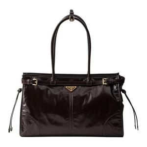 Кожаная сумка через плечо, кроссбод, дамская сумка Tubas Women's Dark Brown PRADA
