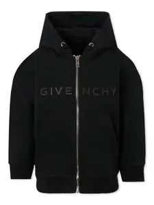 Худи на молнии с логотипом Givenchy Kids, черный