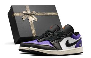 Jordan Air 1 устойчивые к истиранию низкие баскетбольные кроссовки Unisex Black Purple