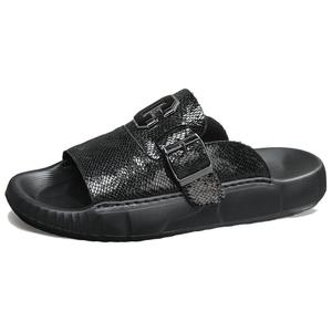 SENJIALUO Резиновые пенные стельки с прошивкой бесшумные, устойчивые к запаху и истиранию мужские шлепанцы слайдеры черные, цвет Black