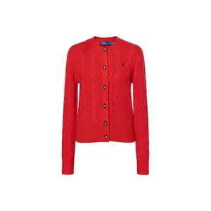 Вязаный свитер кабельной вязкой Polo Ralph Lauren, красный