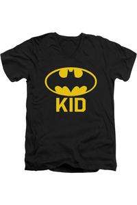 Футболка Batman Bat Kid с коротким рукавом и V-образным вырезом для взрослых из хлопка премиум-класса Gildan, черный