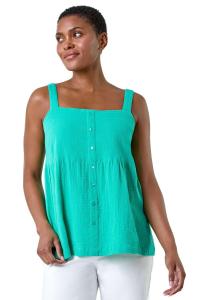 Хлопковый жилет с пуговицами и гофрированным верхом Roman, зеленый