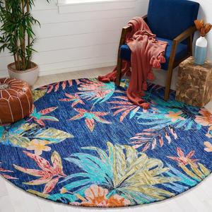 Ковер SAFAVIEH, 214 x 214 см, Aspen Collection, Blue & Pink, ручной работы из ботанической шерсти, идеален для помещений с высокой проходимостью в гостиной, спальне (APN524N)