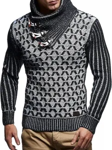 Мужской пуловер с воротником шаль и геометрическим узором