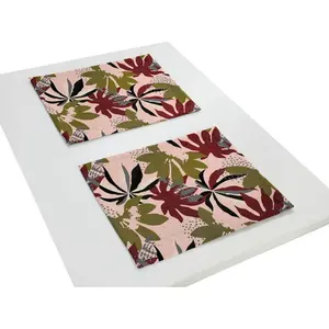 Плацсет Джунгли органический GOTS, сертифицирован CERES 0242. Сделано в Германии Adam, темно-красный/розовый