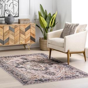 Nuloom Fonia Medallion круглый ковер 183 x 183 см машинная стирка для гостиной спальни столовой, светло-розовый