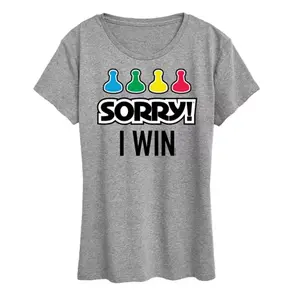 Футболка женская "Прости-прости, но я победила" с принтом Hasbro, серый