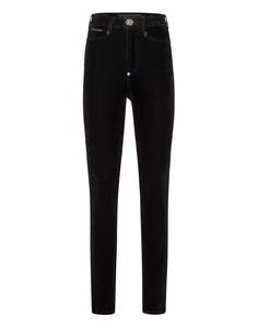 Джинсы-леггинсы с хрустальным черепом и очень высокой талией PHILIPP PLEIN, velvetdream