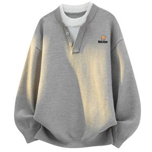 Свитер Unisex V-образный вырез утепленный базовый слой Mackyo, светло-серый