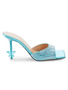 Босоножки из атласа с декором Mach & Mach, цвет Aqua