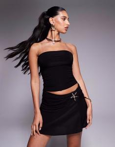 Эксклюзивный облегающий топ-бандо с двойной фигурой в черном цвете Fashionkilla