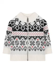 Кардиган на молнии с узором BOSS Kidswear, белый