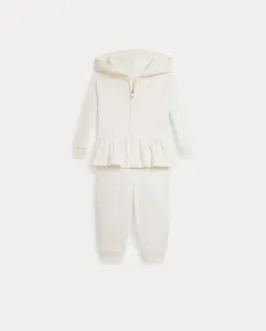 Комплект для маленькой девочки свитшот и джоггеры из велюра Polo Ralph Lauren, светло-бежевый