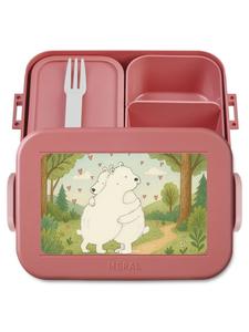 Mr. & Mrs. Panda Ланчбокс с изображением обнимающего полярного медведя, без надписи, пастельно-красного цвета