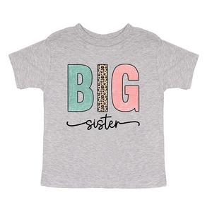 Молодежная футболка Big Sister с леопардовым принтом и короткими рукавами The Juniper Shop, цвет Heather Grey