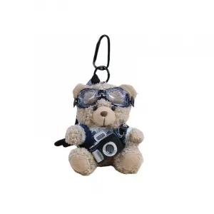 Плюшевый кулон пилот медвежонок высота 13см Jinnew, белый/синий