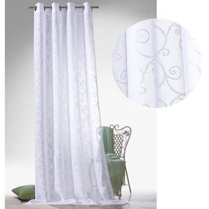 Heimtexland занавеска с люверсами и вышивкой, полупрозрачная штора с люверсами с вышивкой, белая Тип895 ВxШ 225x140 см, белый