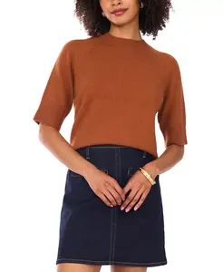 Женский уютный свитер с высоким воротником и короткими рукавами Vince Camuto, оранжевый