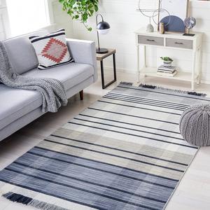 Ковер SAFAVIEH, 122 x 183 см, Striped Kilim Collection Light Grey/Black STK704G плоского плетения премиальная шерсть для прихожей гостиной фойе спальни акцентный