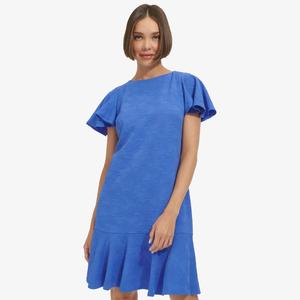 Женское платье Tommy Hilfiger с рукавами-крылышками, круглым вырезом и жаккардовым узором, Amparo Blue