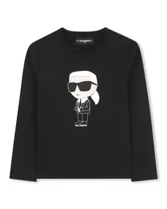 Детская хлопковая футболка Karl Lagerfeld Kids, черный