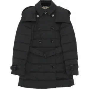 Burberry Двубортное пальто с поясом на утеплителе, Black