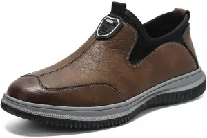Мужские слипоны-лоаферы, удобная повседневная обувь, дышащие деловые туфли для мужчин, стильные туфли с эластичным воротником для ежедневной носки в офисе Qacksv, коричневый