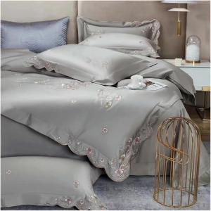 WQQ2878FFFFWAAAAA Комплект постельного белья с вышивкой цветов принцесса хлопок жемчужно-белый