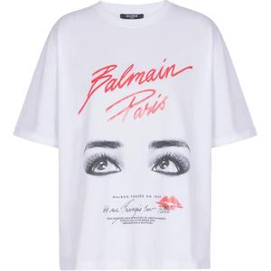 Футболка с принтом Eyes BALMAIN, белый