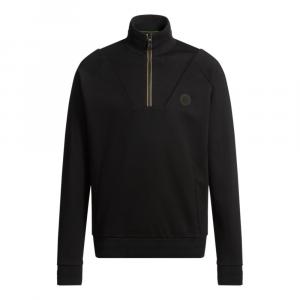 Хлопковая толстовка с застежкой-молнией на воротнике и монограммой Double B BOSS, черный