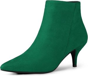 Женские ботильоны Allegra K с острым носком, на шпильке с молнией и невысоком каблуке, Emerald Green