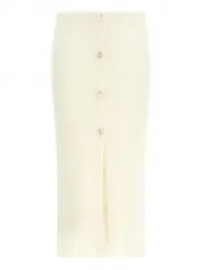 Юбка миди из смесовой ткани с кардочесаным мохером Alessandra Rich, нейтральный