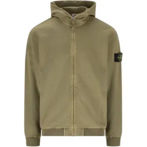 Худи на молнии STONE ISLAND, зеленый