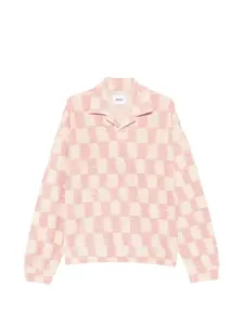 Свитер оверсайз в клетку с длинными рукавами Bonsai, розовый