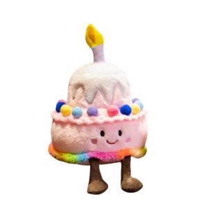 Поющая праздничный торт, милая причудливая клубничная радуга мороженое кукла плюшевая кукла 25см высота Julebaby