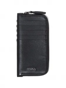 Кожаный картхолдер Zegna, синий