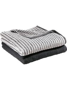 Erwin Müller Набор из двух махровых банных полотенец Konstanz, однотонных/полосатых, антрацитового цвета