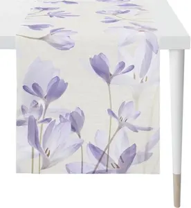 APELT дорожка для стола "6508 SPRINGTIME, весеннее украшение, весна ", (1 шт.), цифровая печать 48х140 см, сиреневый/серый/белый