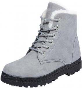 Женские зимние ботинки Alicegana Snow: теплые зимние ботинки с хлопковой и меховой подкладкой, шнуровкой, удобные, противоскользящие, платформенные ботинки до щиколотки для улицы, Grey