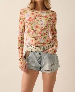 Топ с цветочным узором в кремовом цвете PROMESA