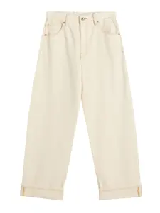 Джинсы с широкими штанинами Bershka, Ecru