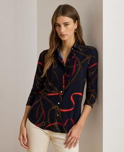 Женская рубашка с принтом в виде пояса Lauren Ralph Lauren, Navy Multi