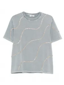 Футболка с кристаллами Sandro, серый