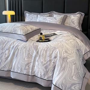 FUANNA Комплект постельного белья из 4 предметов, простыня на резинке 1.5 м, пододеяльник 200×230 см, цвет Ariel - светло-фиолетовый