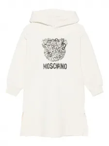 Платье с капюшоном и логотипом Moschino Kids, белый
