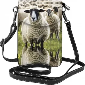Милый маленький кошелек для телефона с принтом овечек и ягнят, сумка через плечо с магнитной застежкой и отделениями для карт, из искусственной кожи Ultra Fiber.