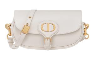 DIOR Бобби Смуз Кожаная сумка-полумесяц Женская белая