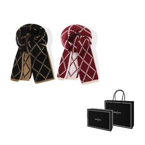 Шарф JW Polyester Knit Unisex J W, 2 pack (черный коричневый+красный бежевый)