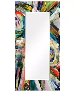 Прямоугольное скошенное зеркало Rock Star I на свободно плавающем закаленном художественном стекле с принтом. Empire Art Direct, multi